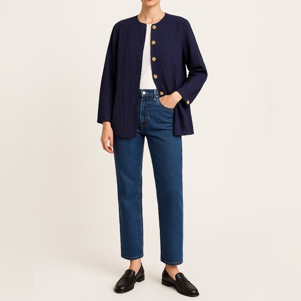 VINTAGE RUTH NORMAN Textured Lightweight Crinkle Jacket | M | 80s Layering